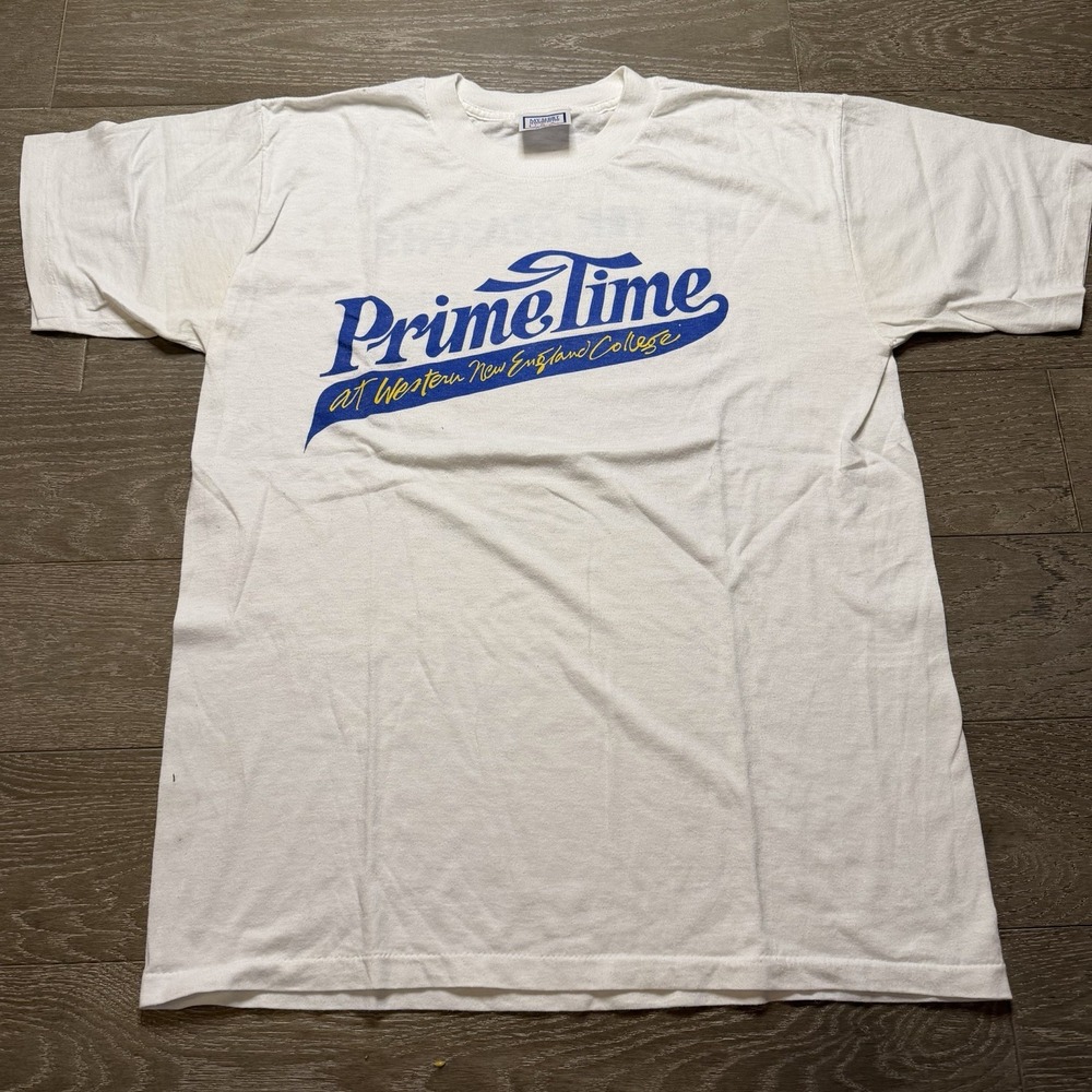 Vintage 90s Western New England College Prime Time T-Shirt XL USA Single Stitch
